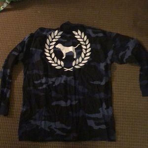 Pink Victoria’s Secret blue camp long sleeve